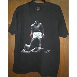 Muhammad Ali Sonny Liston Knockout Graphic T-Shirt Mens Large Black Boxing Tee
